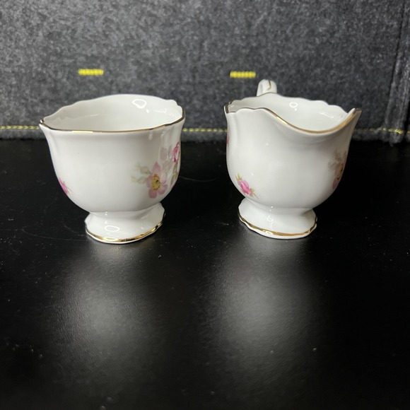 Schumann Arzberg Germany Wild Rose Pedestal Small Creamer and Open Sugar‎ - Picture 2 of 9